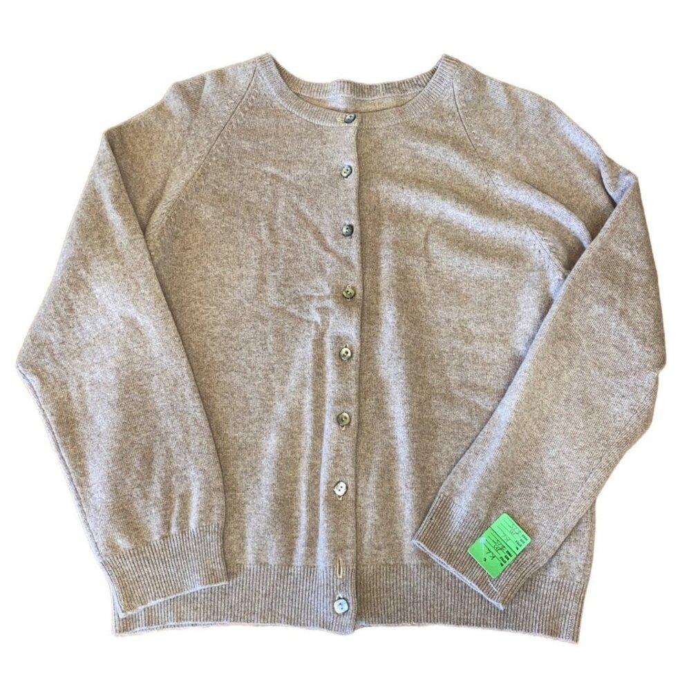 Womens Medium Beige Button-Up Cardigan Sweater